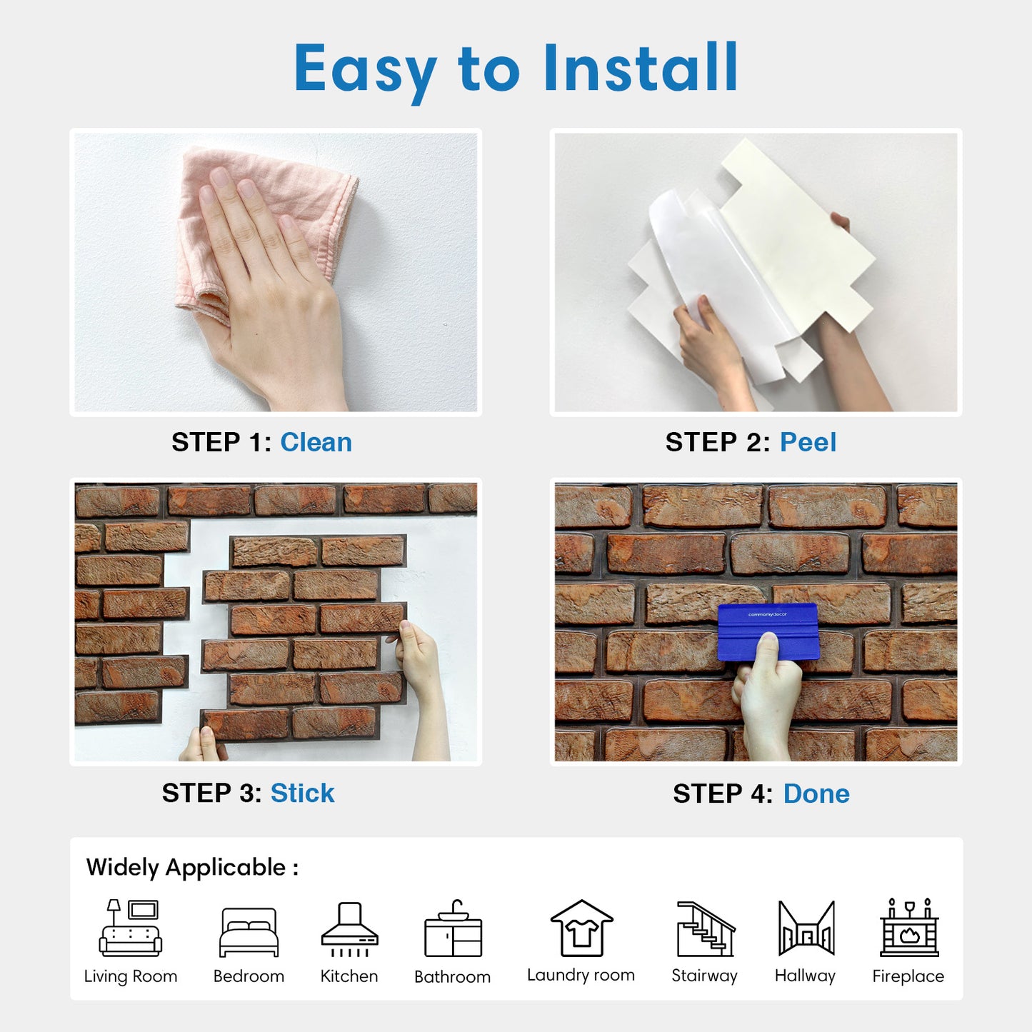 3D Dark Lava Brick Wall Panels Peel and Stick