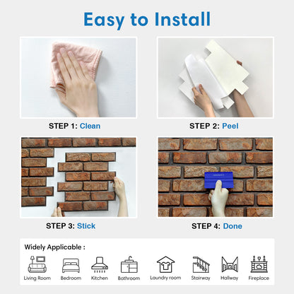 3D Dark Lava Brick Wall Panels Peel and Stick