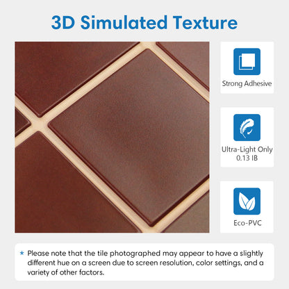 3D Red Square Wall Panels Peel and Stick