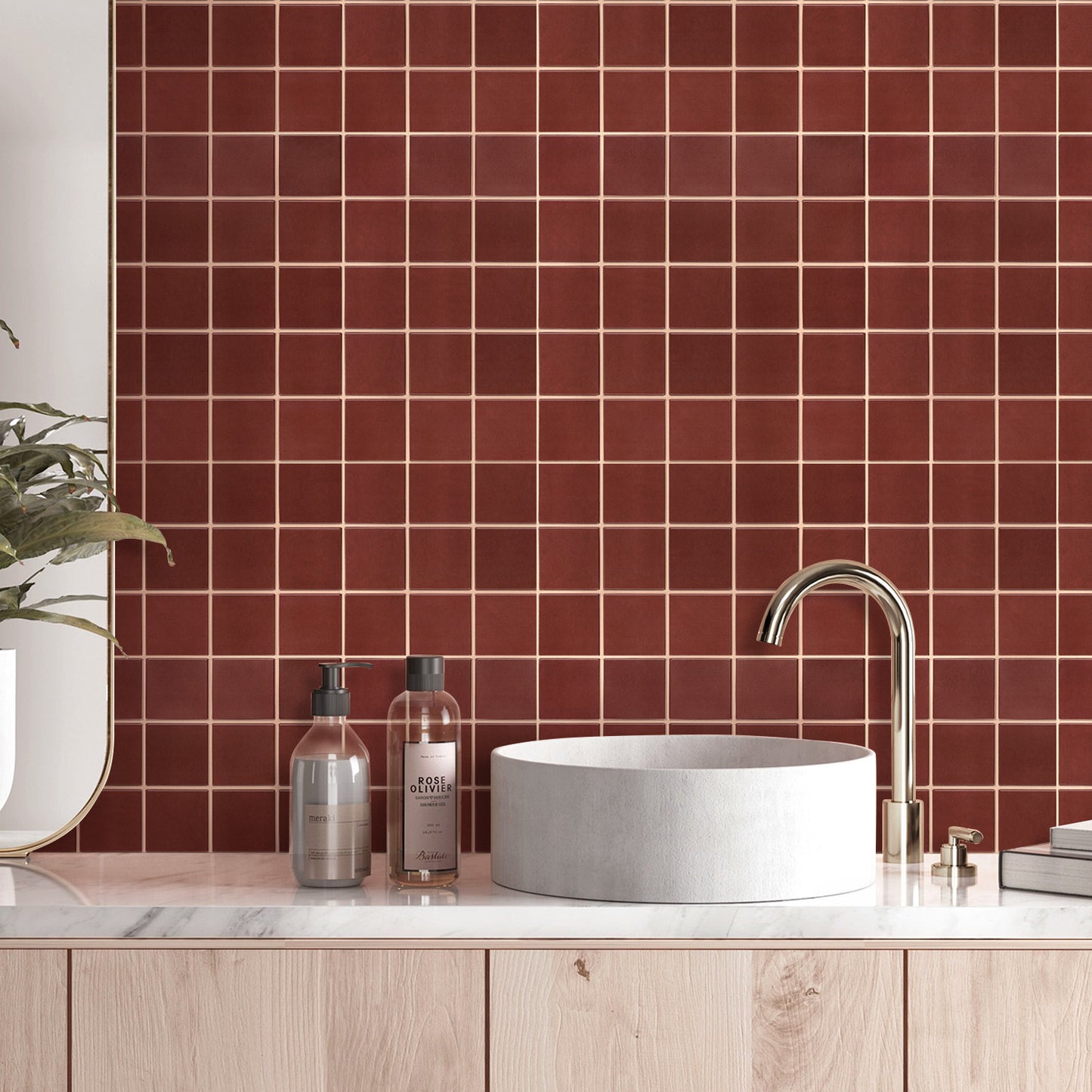 3D Red Square Wall Panels Peel and Stick