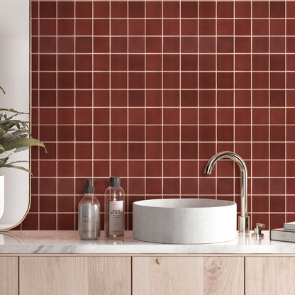 3D Red Square Wall Panels Peel and Stick