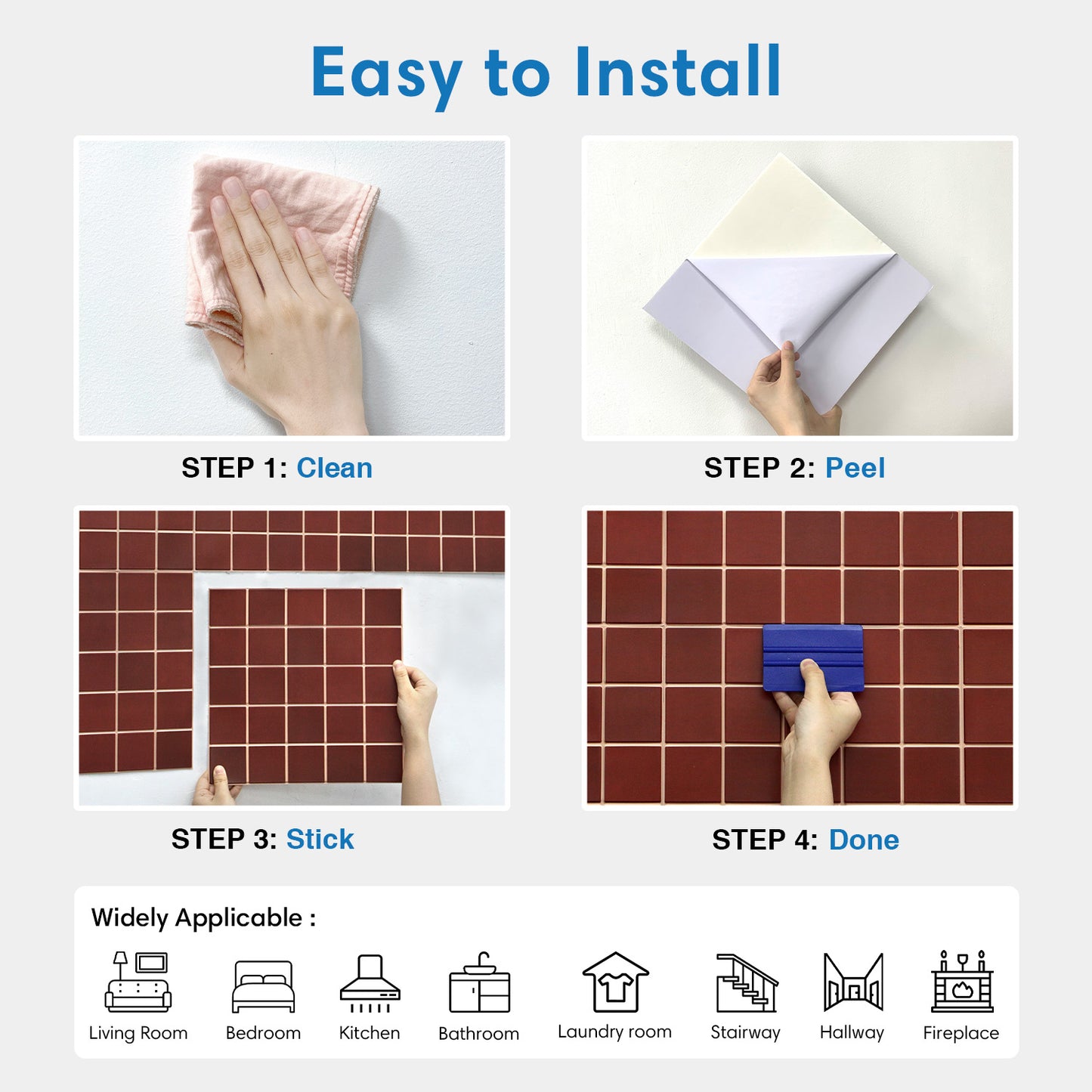 3D Red Square Wall Panels Peel and Stick