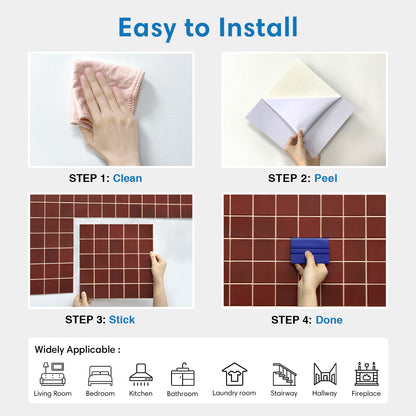 3D Red Square Wall Panels Peel and Stick
