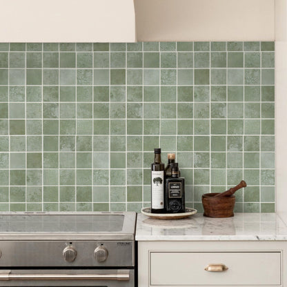 3D Olive Green Square Wall Panels Peel and Stick