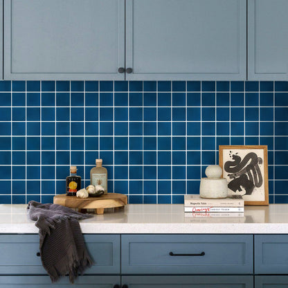 3D Drak Blue Square Wall Panels Peel and Stick