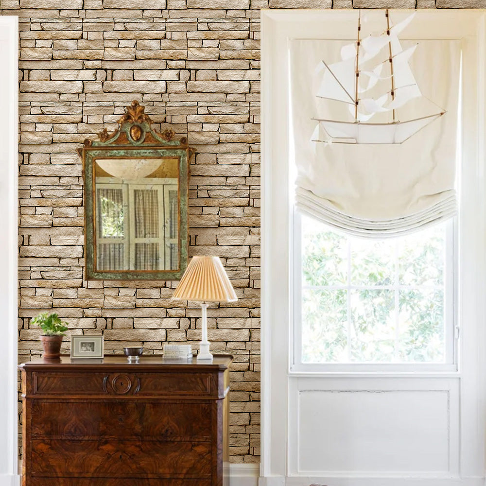 3D Stacked Stone Wall Panels Peel and Stick