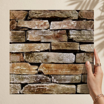 3D Brown Stacked Stone Wall Panels Peel and Stick
