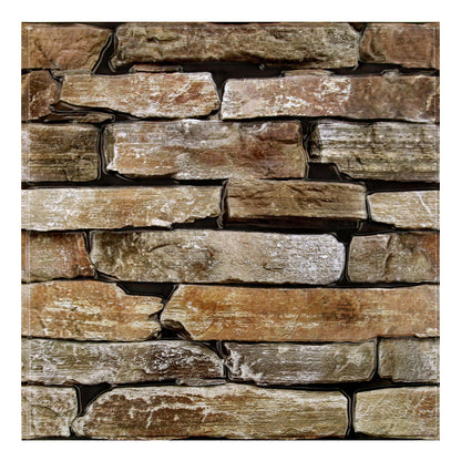 3D Brown Stacked Stone Wall Panels Peel and Stick