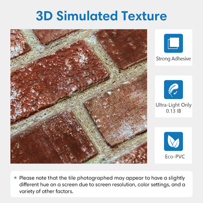 3D Antique Red Brick Wall Panels Peel and Stick