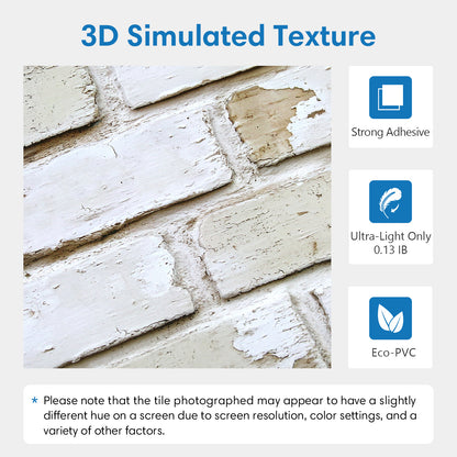 3D Vintage Whitewashed Brick Wall Panels Peel and Stick