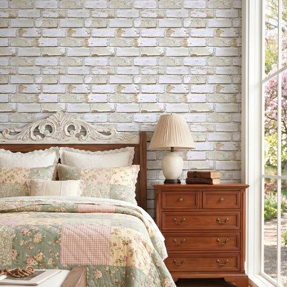 3D Vintage Whitewashed Brick Wall Panels Peel and Stick