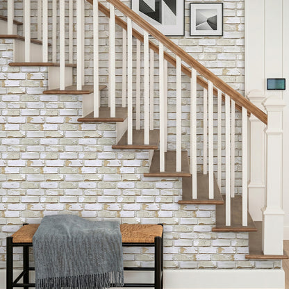 3D Vintage Whitewashed Brick Wall Panels Peel and Stick