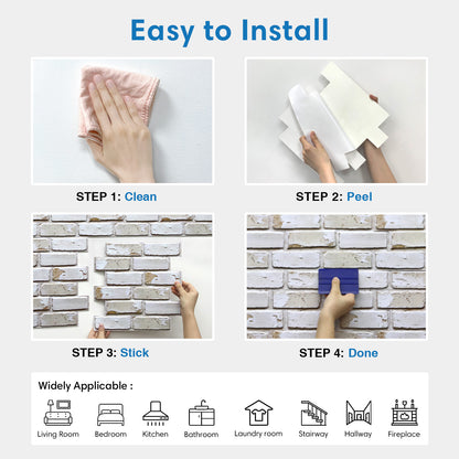 3D Vintage Whitewashed Brick Wall Panels Peel and Stick