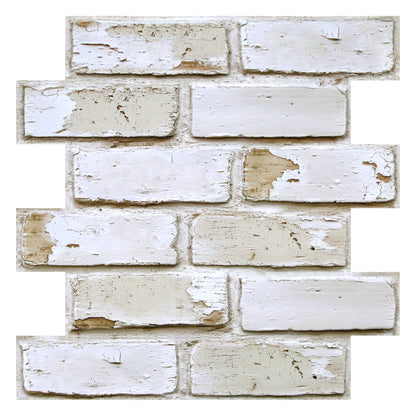 3D Vintage Whitewashed Brick Wall Panels Peel and Stick