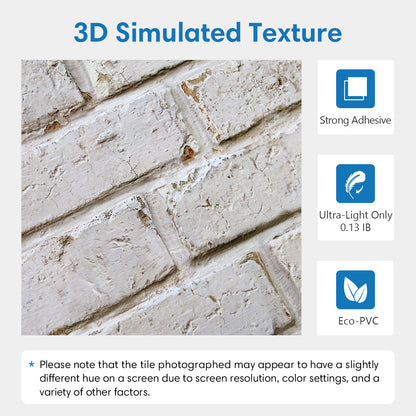 3D Distressed White Brick Wall Panels Peel and Stick