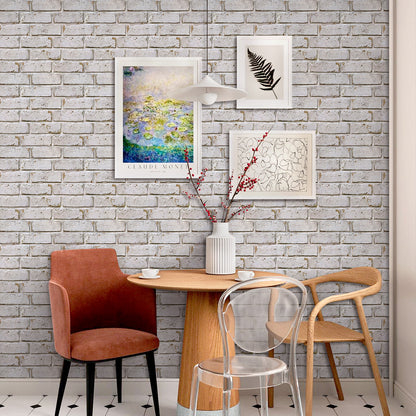 3D Distressed White Brick Wall Panels Peel and Stick