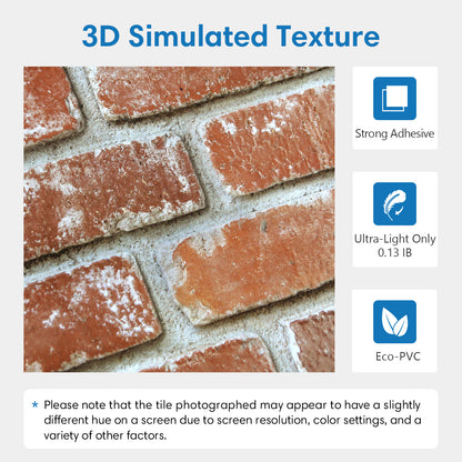 3D Terracotta Orange Brick Wall Panels Peel and Stick