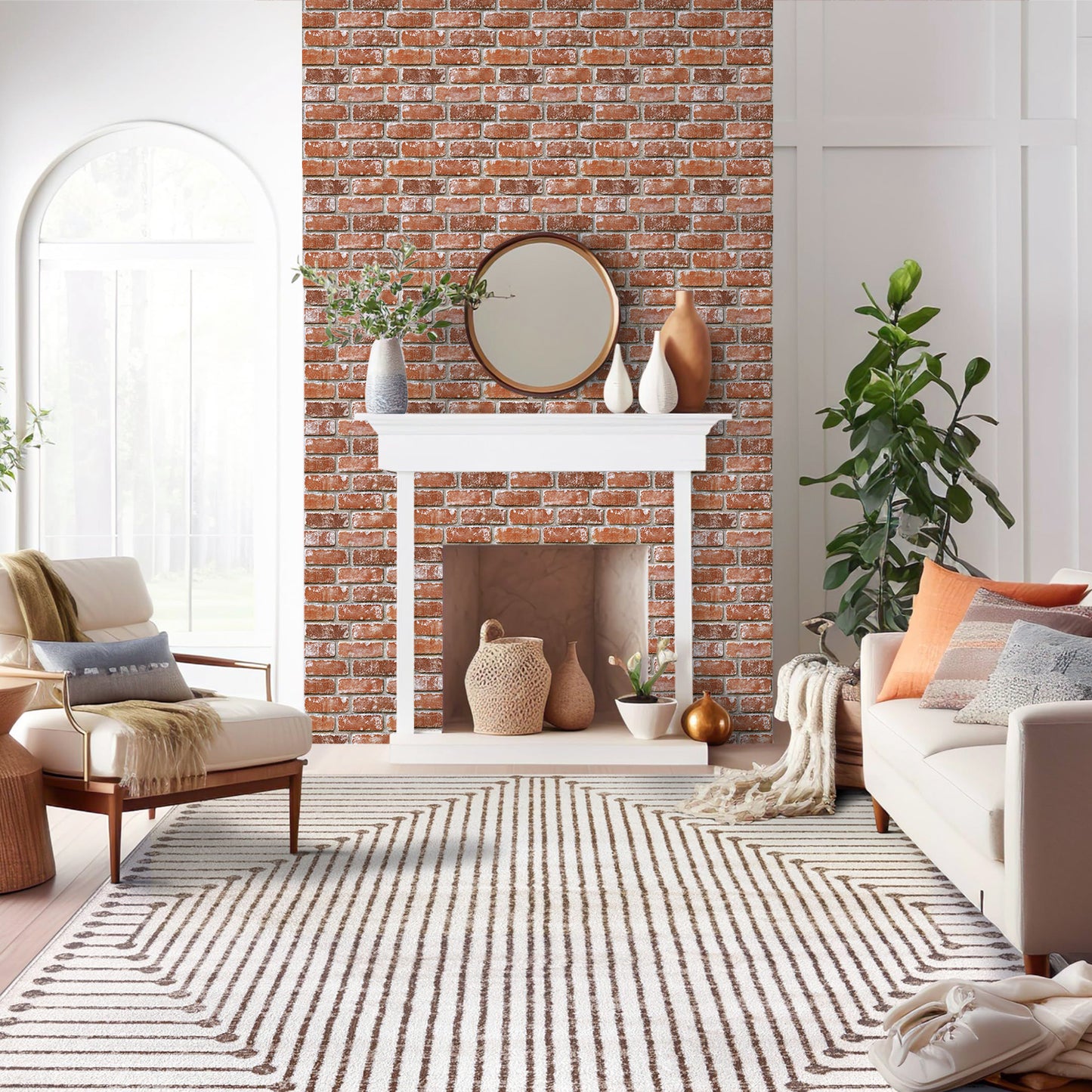 3D Terracotta Orange Brick Wall Panels Peel and Stick