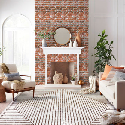 3D Terracotta Orange Brick Wall Panels Peel and Stick