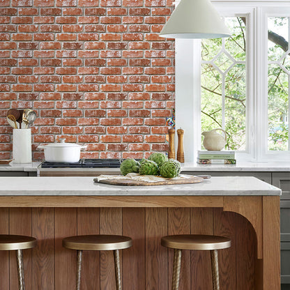 3D Terracotta Orange Brick Wall Panels Peel and Stick