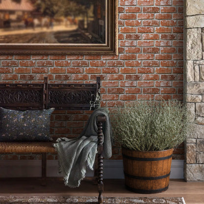 3D Terracotta Orange Brick Wall Panels Peel and Stick