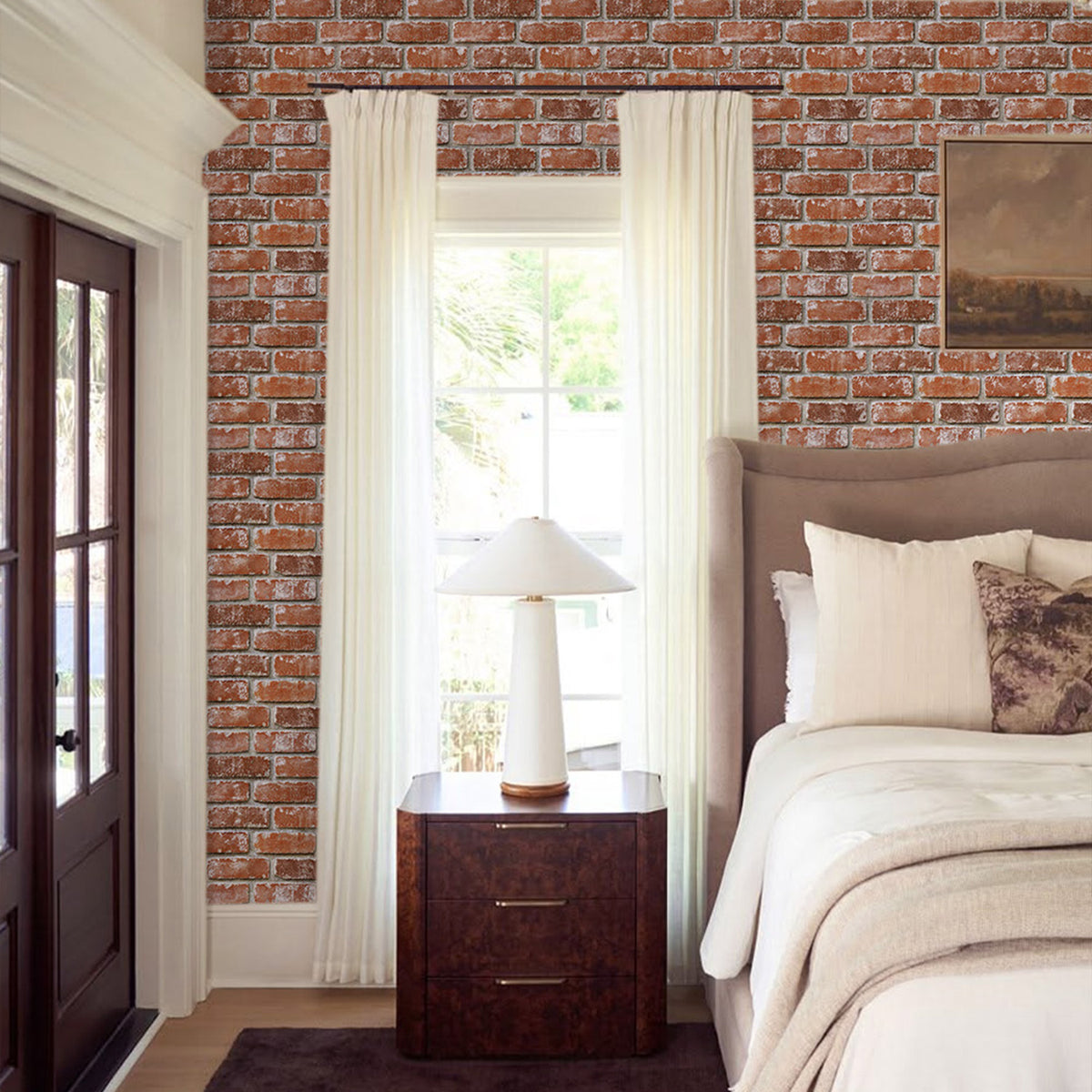 3D Terracotta Orange Brick Wall Panels Peel and Stick