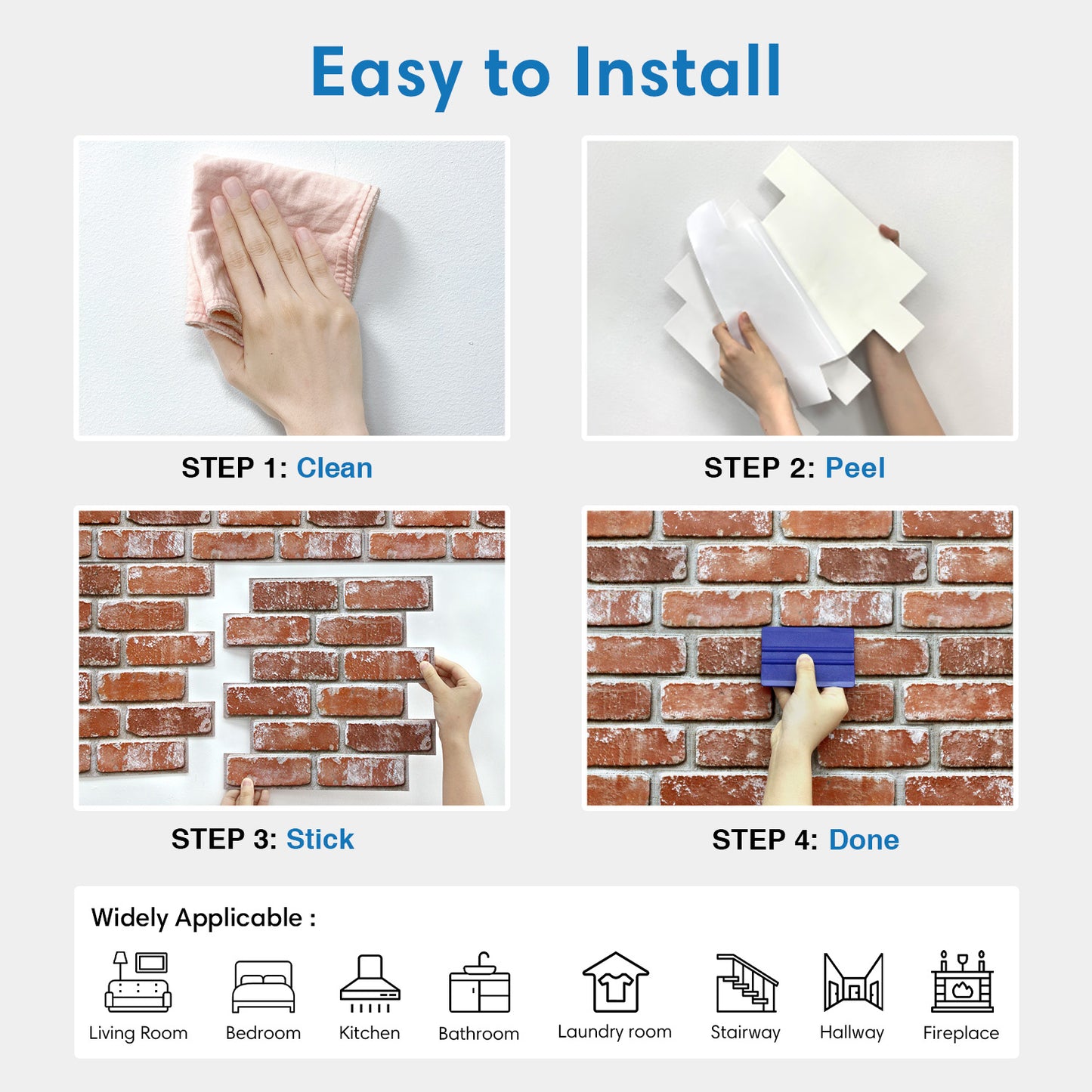 3D Terracotta Orange Brick Wall Panels Peel and Stick
