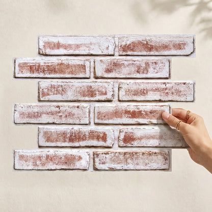 3D Whitewashed Brick Peel and Stick Wall Panels
