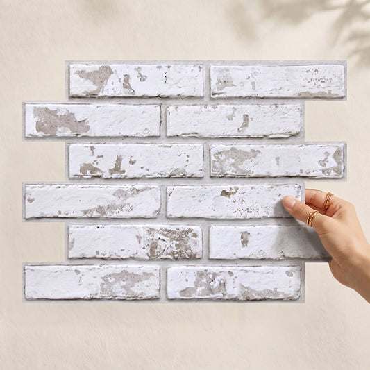 3D Rustic Whitewash Brick Peel and Stick Wall Panels
