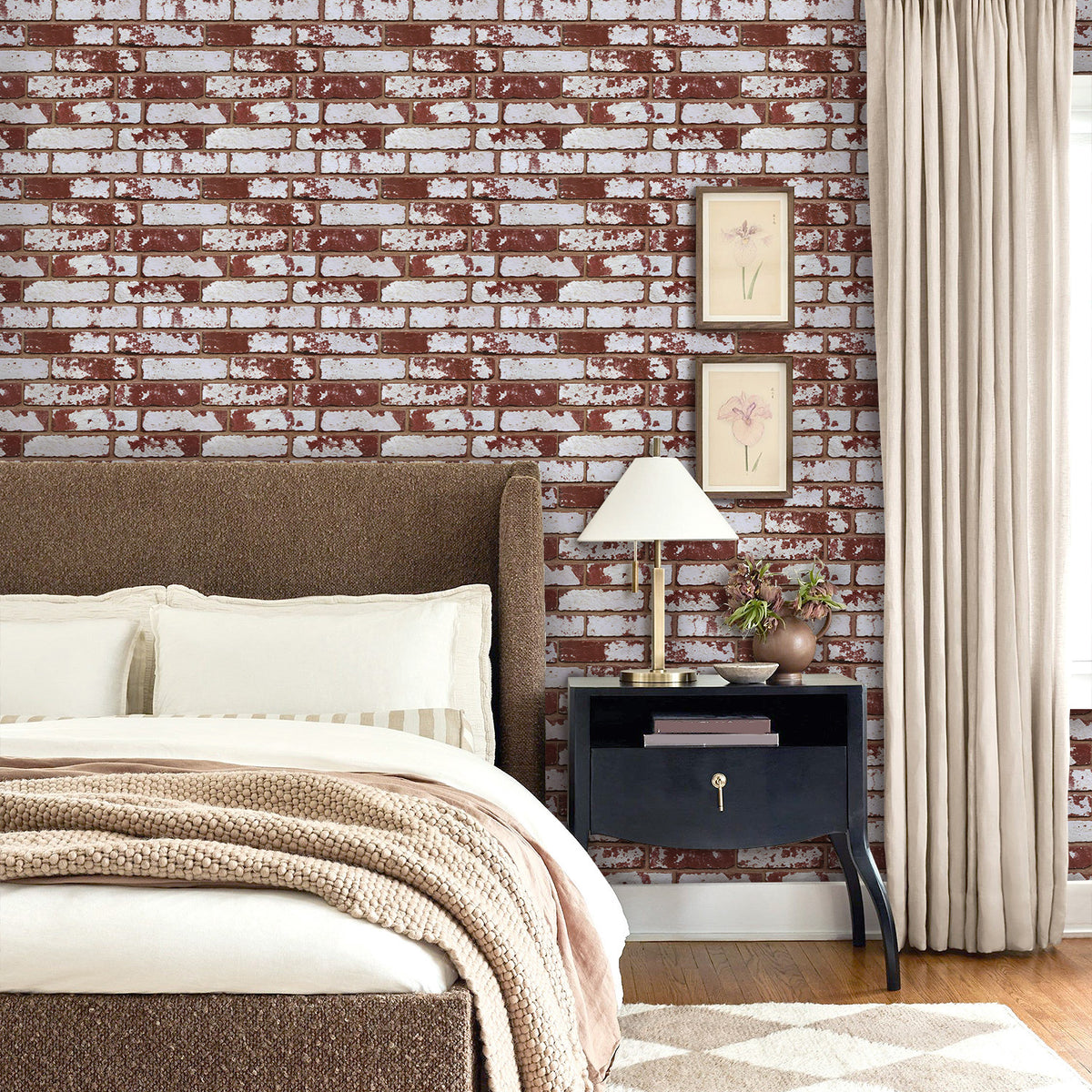 3D Classic Red Whitewashed Brick Peel and Stick Wall Panels