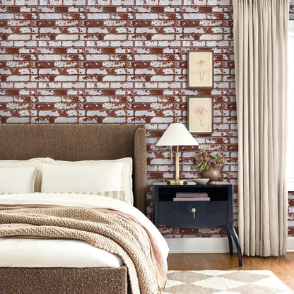 3D Classic Red Whitewashed Brick Peel and Stick Wall Panels