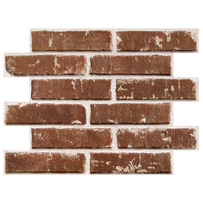 3D Russet Brick Peel and Stick Wall Panels