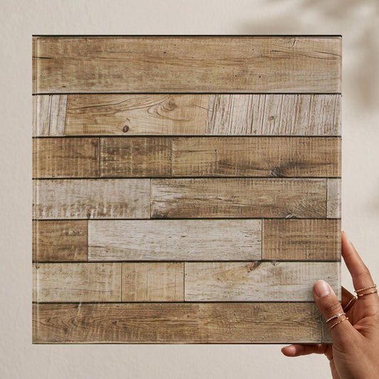 3D Rustic Brown Wood Wall Panels Peel and Stick