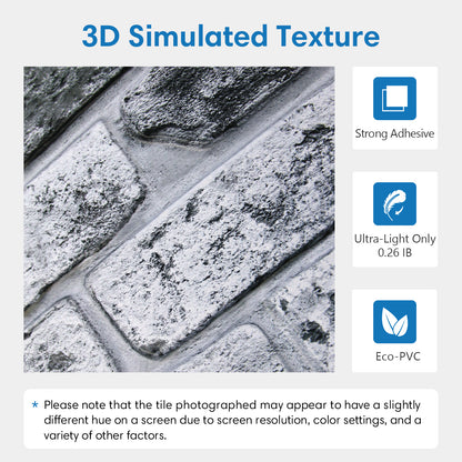 3D Gray Whitewash Brick Extra Large Wall Panels Peel and Stick