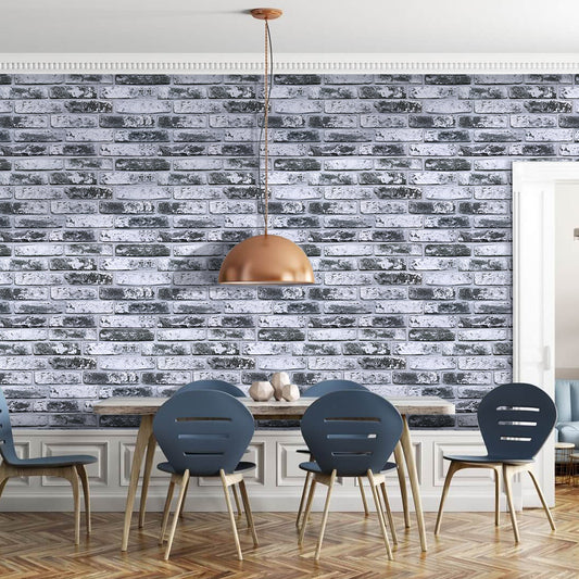 3D Gray Whitewash Brick Extra Large Wall Panels Peel and Stick