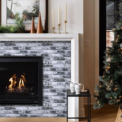 3D Gray Whitewash Brick Extra Large Wall Panels Peel and Stick