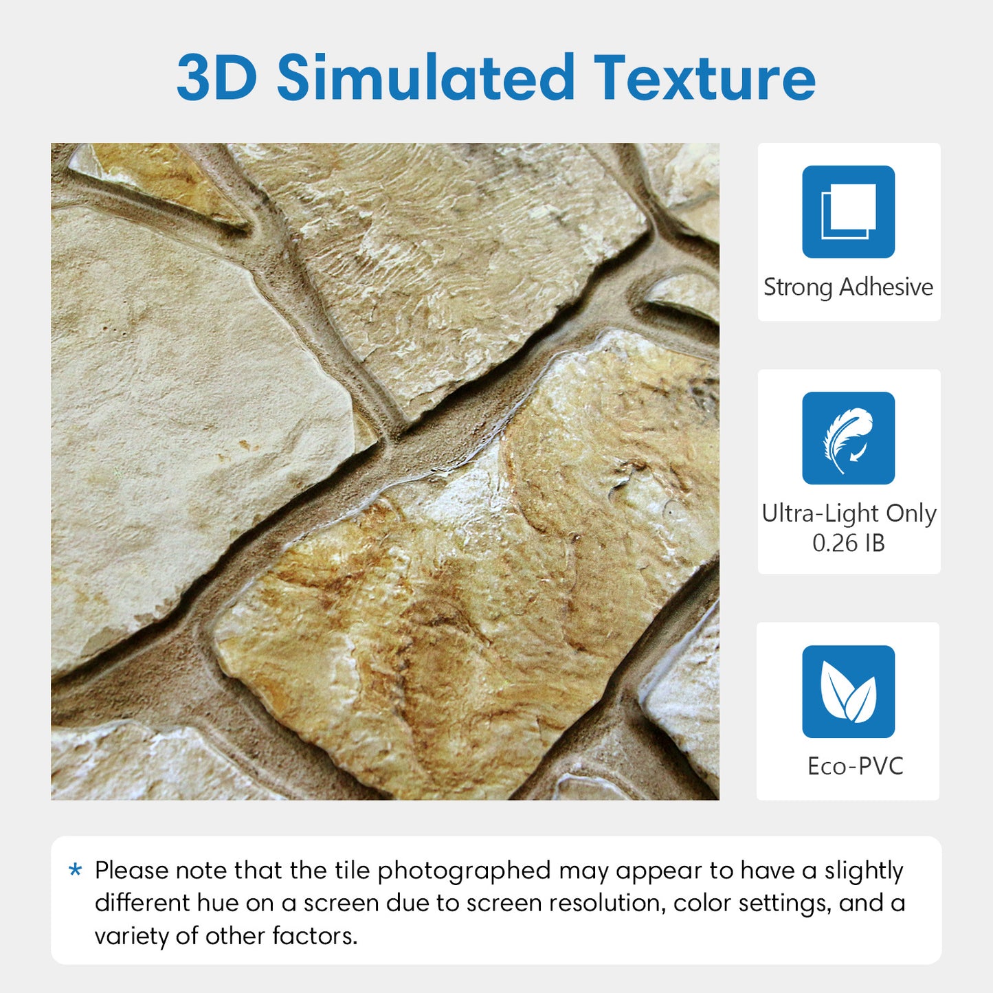 3D Brown Fieldstone Extra Large Wall Panels Peel and Stick