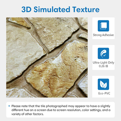 3D Brown Fieldstone Extra Large Wall Panels Peel and Stick