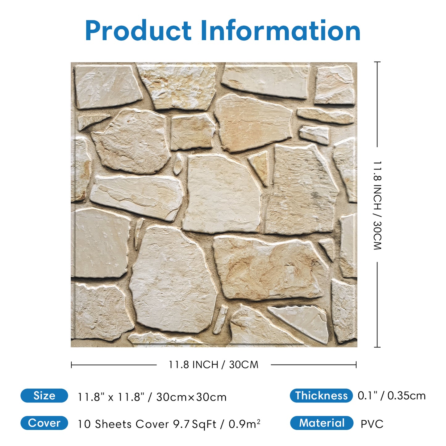 3D Light Brown Fieldstone Wall Panels Peel and Stick