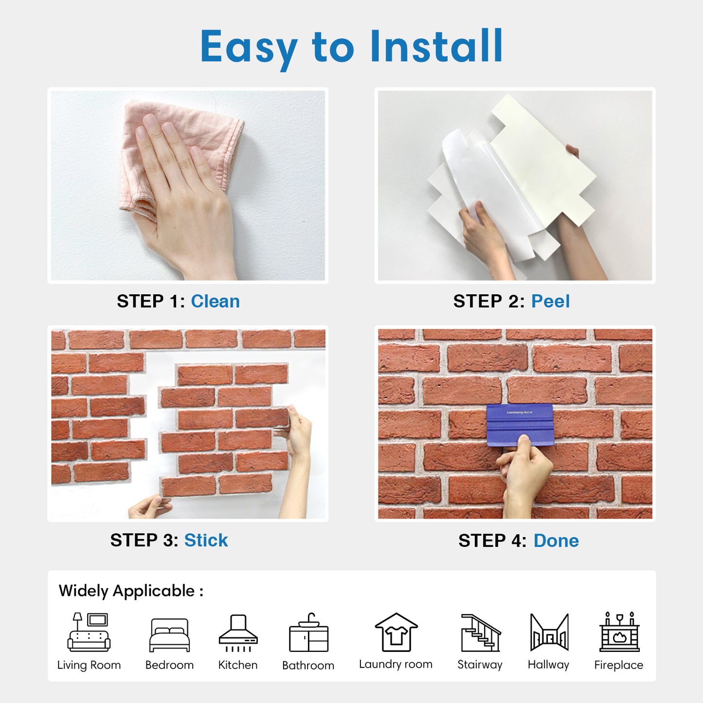3D Classic Red Brick Wall Panels Peel and Stick