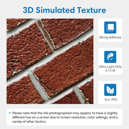 3D Dark Red Brick Wall Panels Peel and Stick