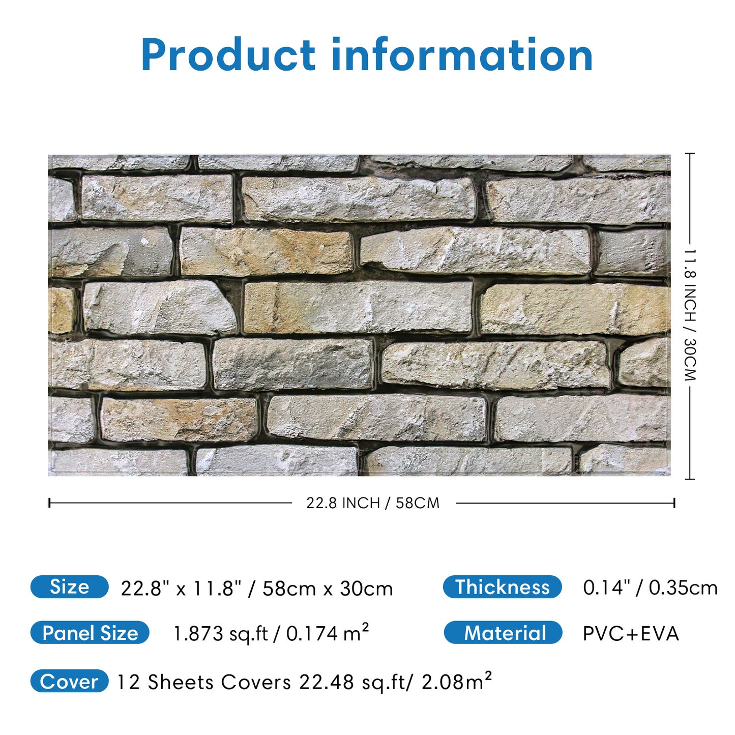 3D Drystack Stone Extra Large Wall Panels Peel and Stick