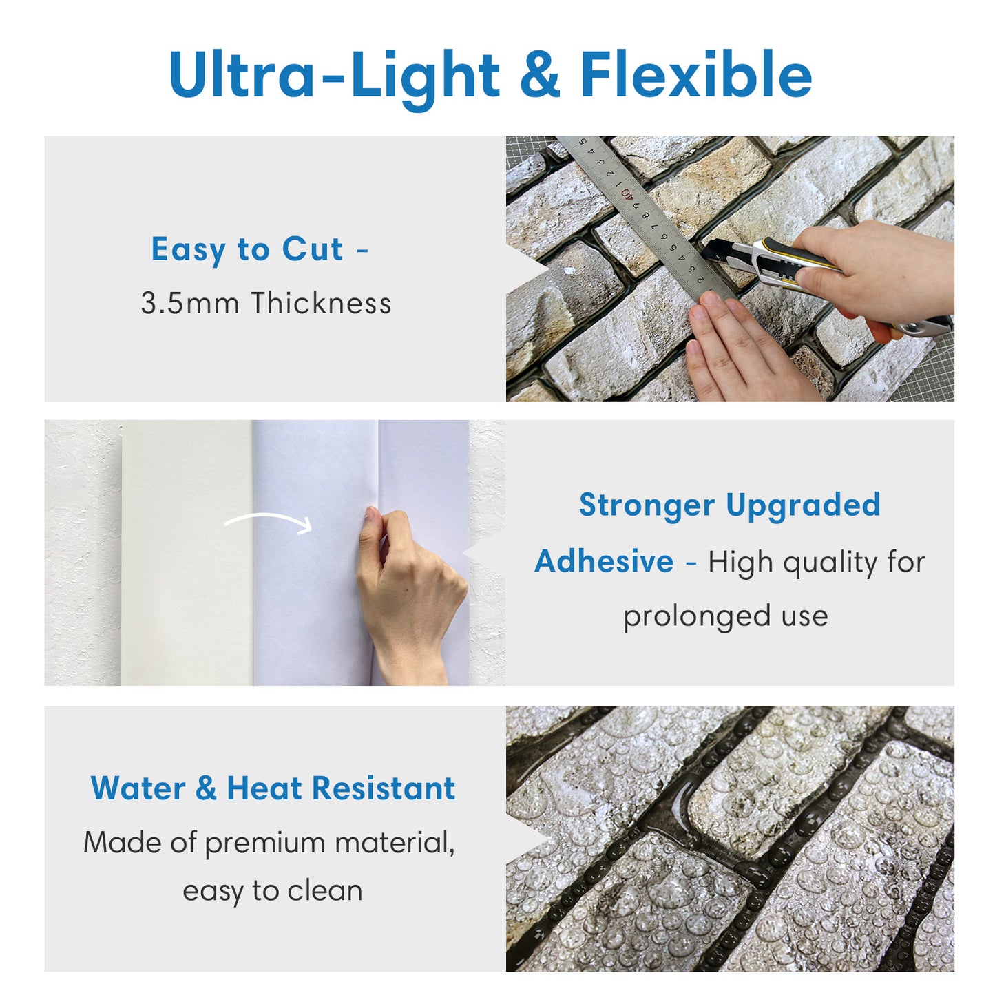 3D Drystack Stone Extra Large Wall Panels Peel and Stick