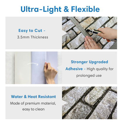 3D Drystack Stone Extra Large Wall Panels Peel and Stick