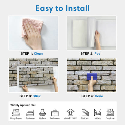 3D Drystack Stone Extra Large Wall Panels Peel and Stick