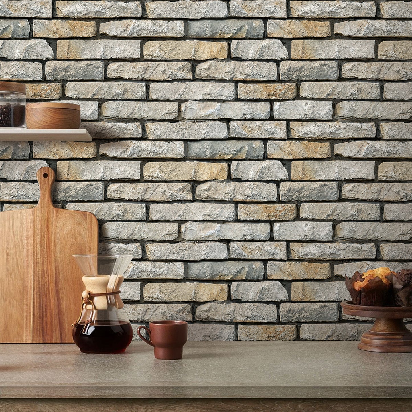 3D Drystack Stone Extra Large Wall Panels Peel and Stick