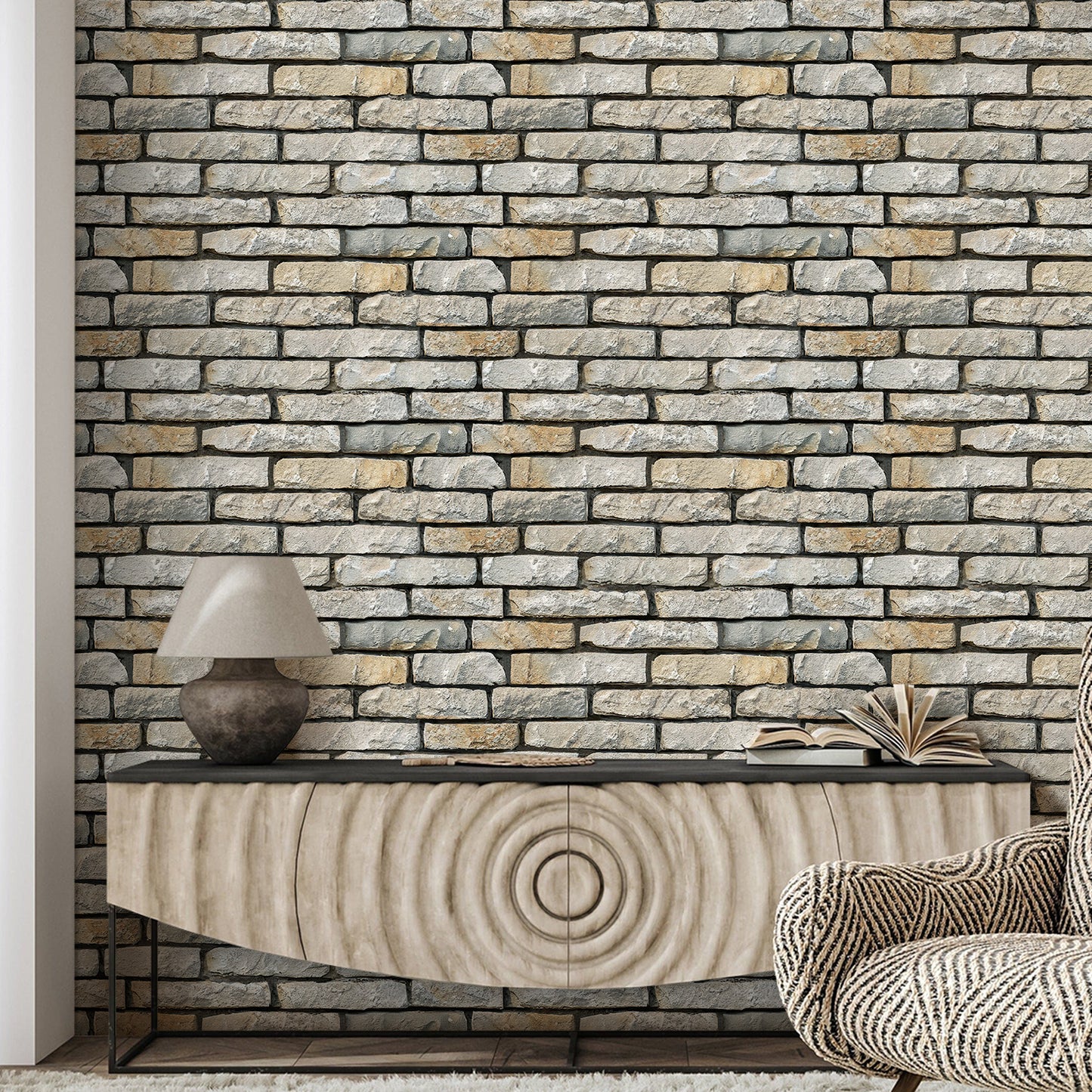 3D Drystack Stone Extra Large Wall Panels Peel and Stick