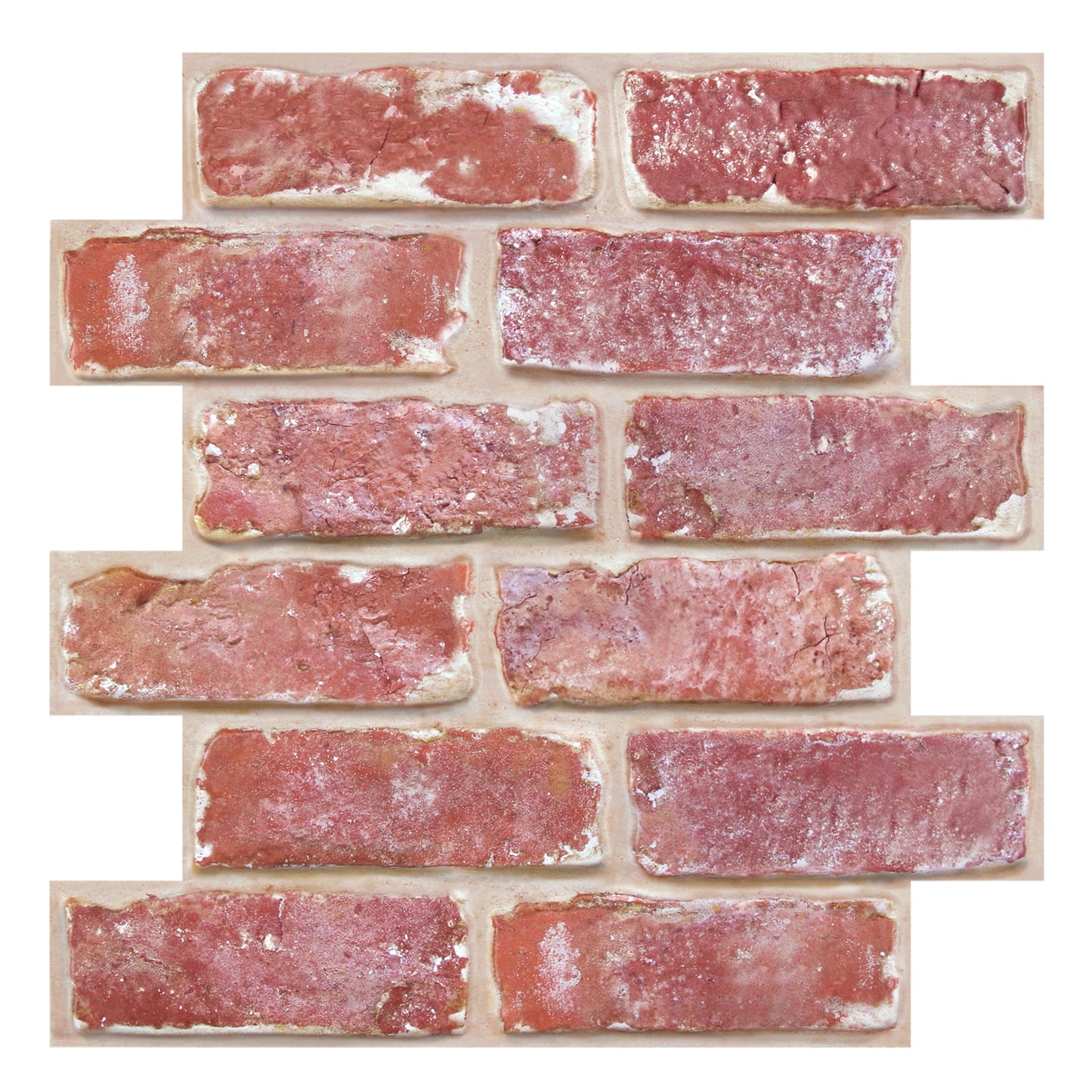 3D Old Red Rustic Brick Wall Panels Peel and Stick