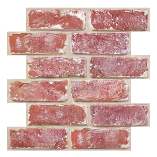3D Old Red Rustic Brick Wall Panels Peel and Stick