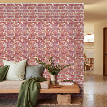 3D Old Red Rustic Brick Wall Panels Peel and Stick